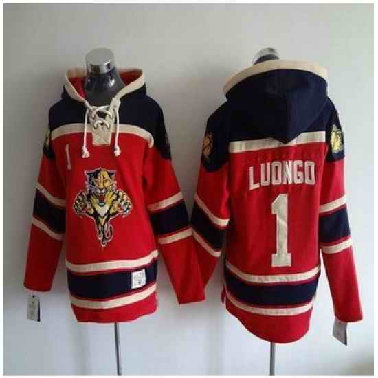 New Carolina Panthers #1 Roberto Luongo Red Sawyer Hooded Sweatshirt Stitched NHL jersey